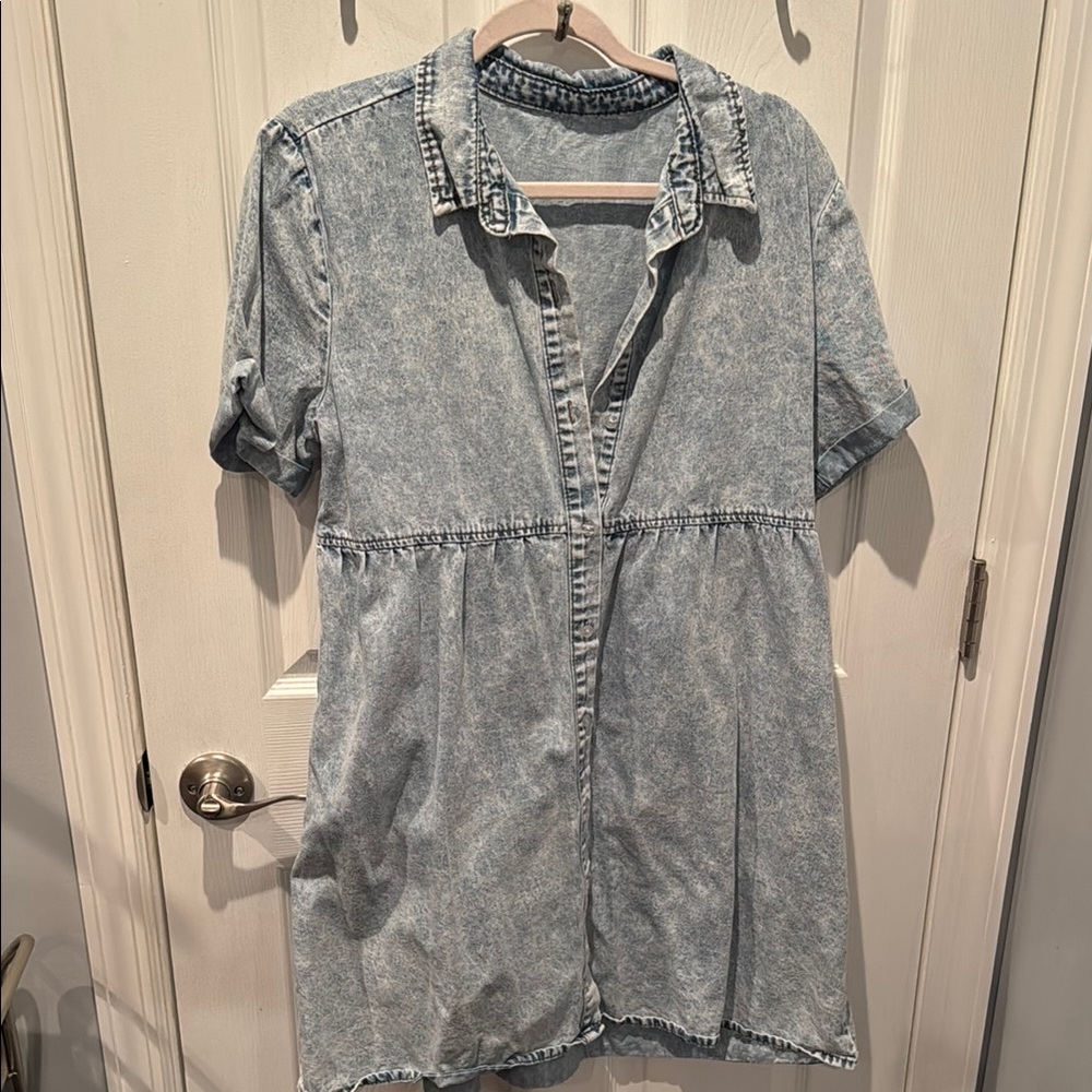 Denim Short Sleeve cowgirl Dress Sz L